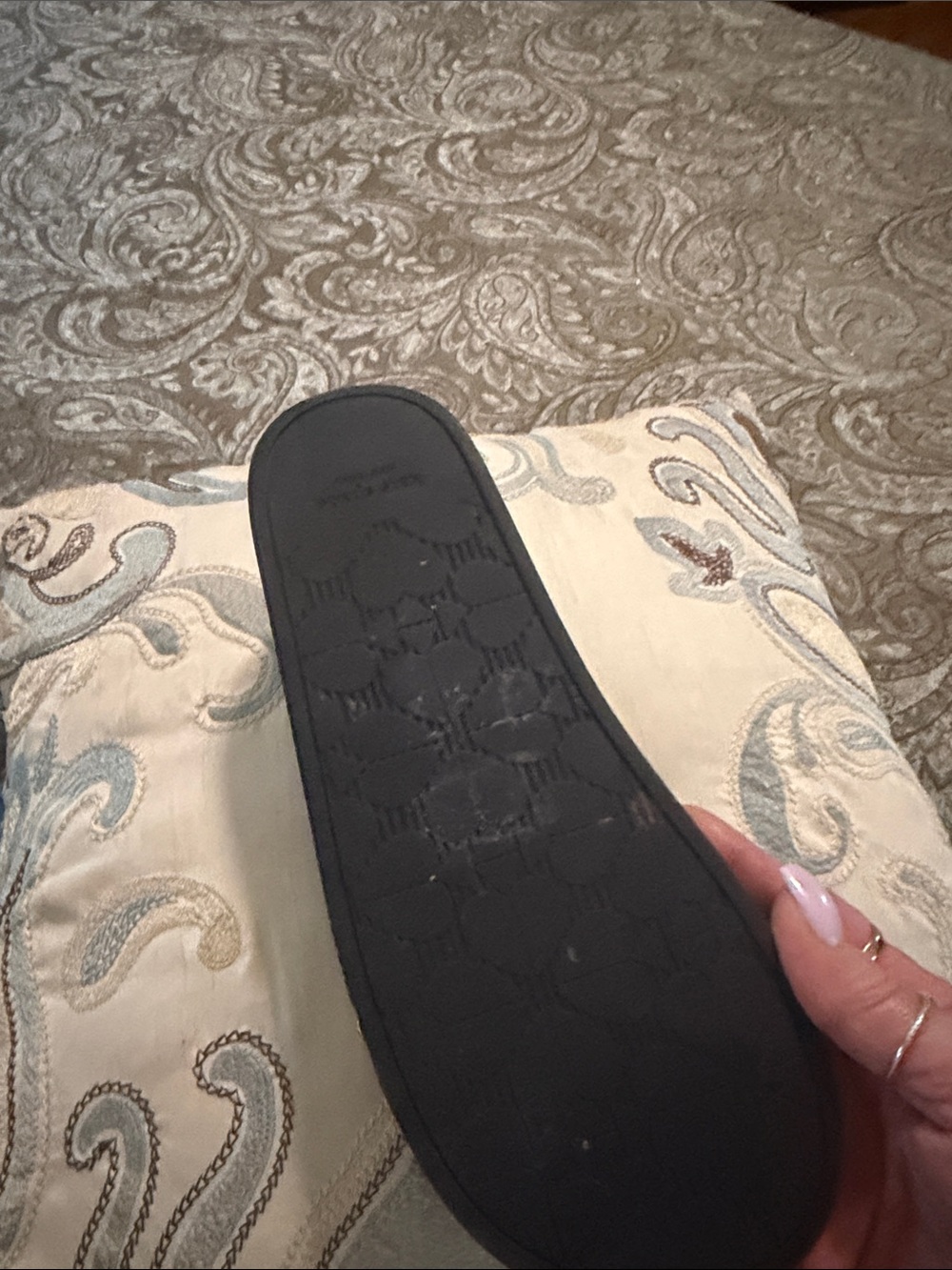 kate spade Black Floral Patent Stud Slide Sandals - Picture 3 of 3